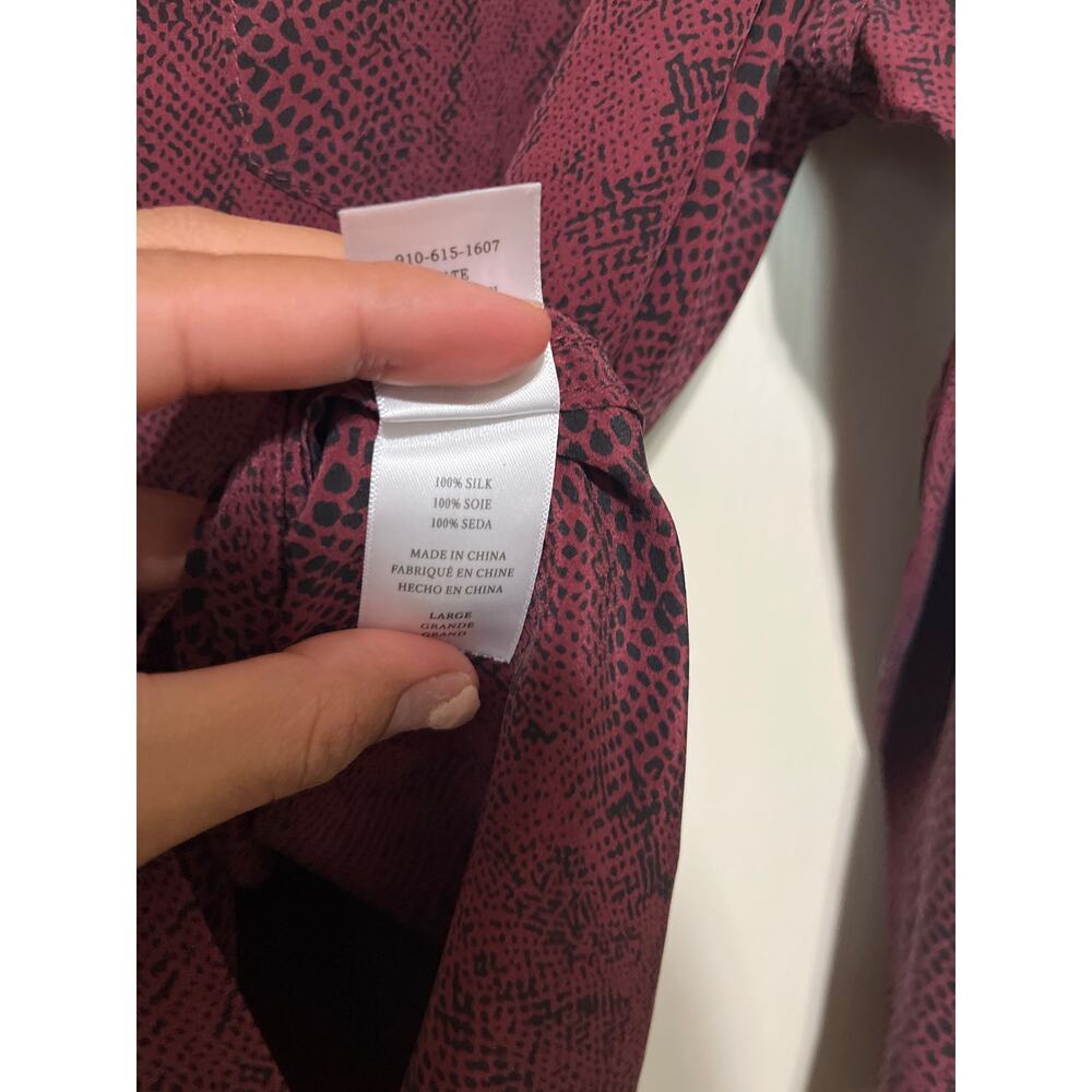 Rails Silk Red Python Button Down Top Blouse L - image 5